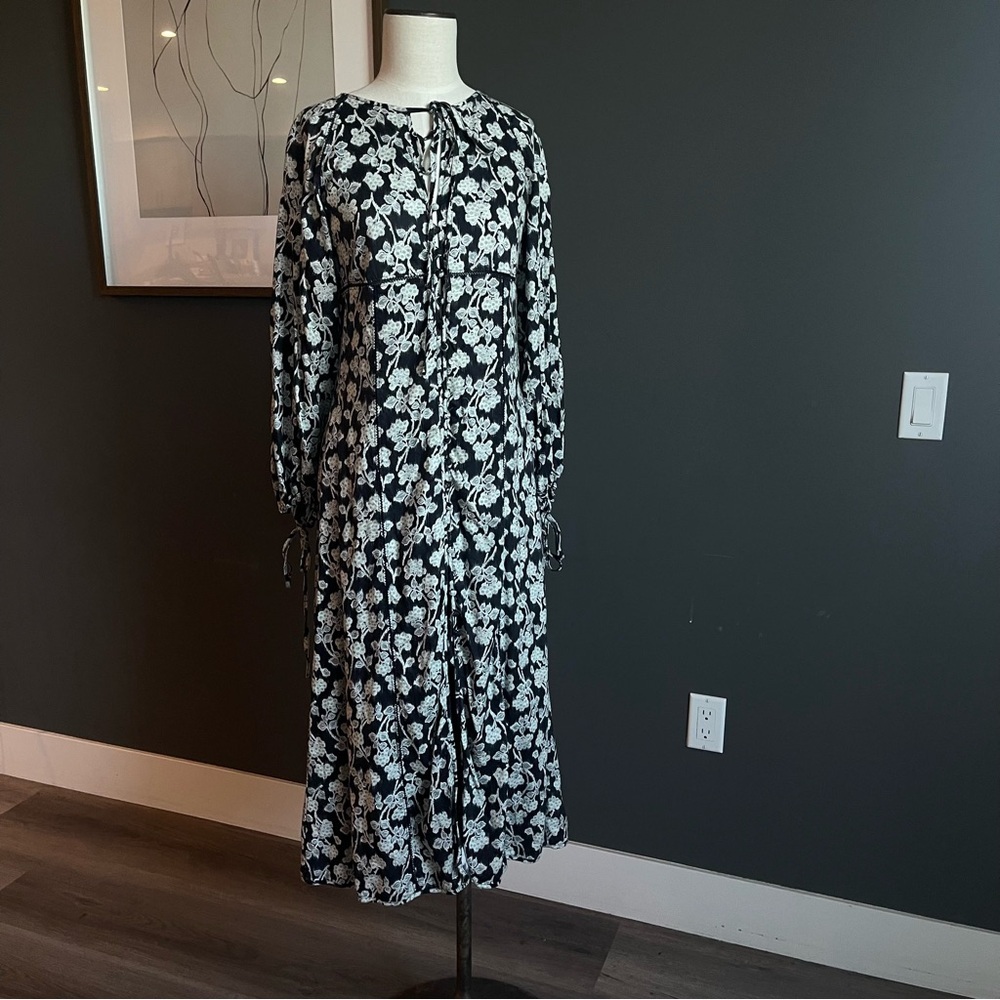 Rebecca Taylor Alicia Floral Midi Long Sleeve Dress